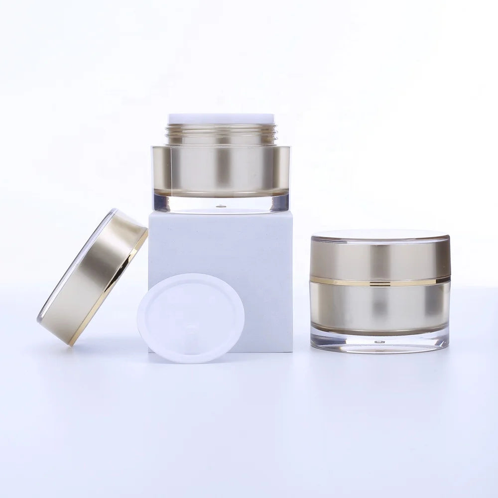 Professinal Round Shape Gold 5G 10G 20G 30G Acrylic Cream Jar Direct Mail Cosmetics Packaging Containers