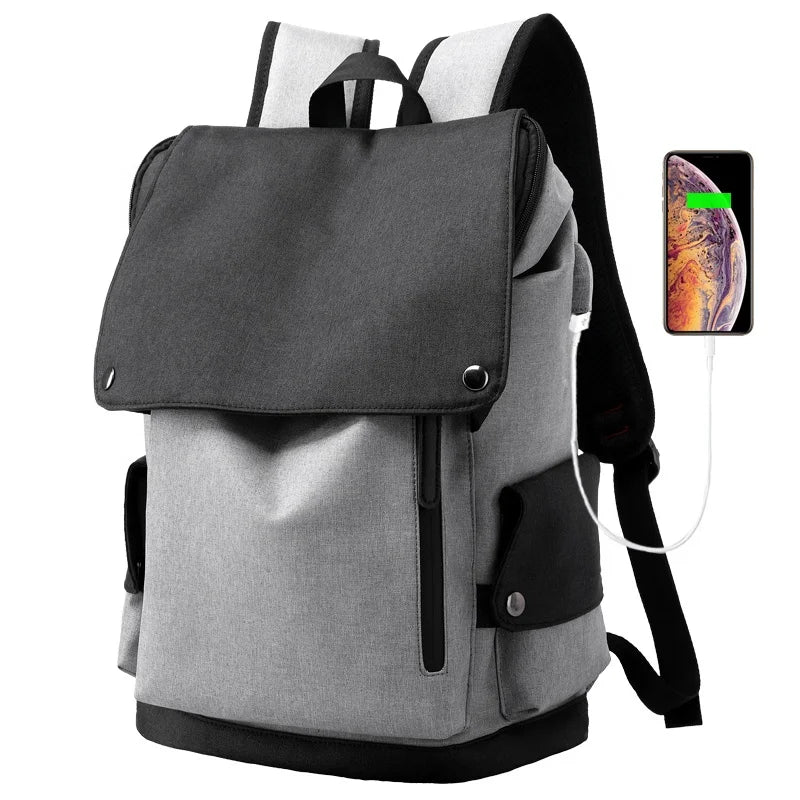 High Quality Fashion Waterproof USB Trend Men's School Bags Laptop Backpack