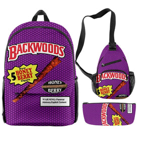 Custom Backwood Bag 3pcs Set Full Print Cartoon Fashion Durable Polyester Backpack for Wholesale