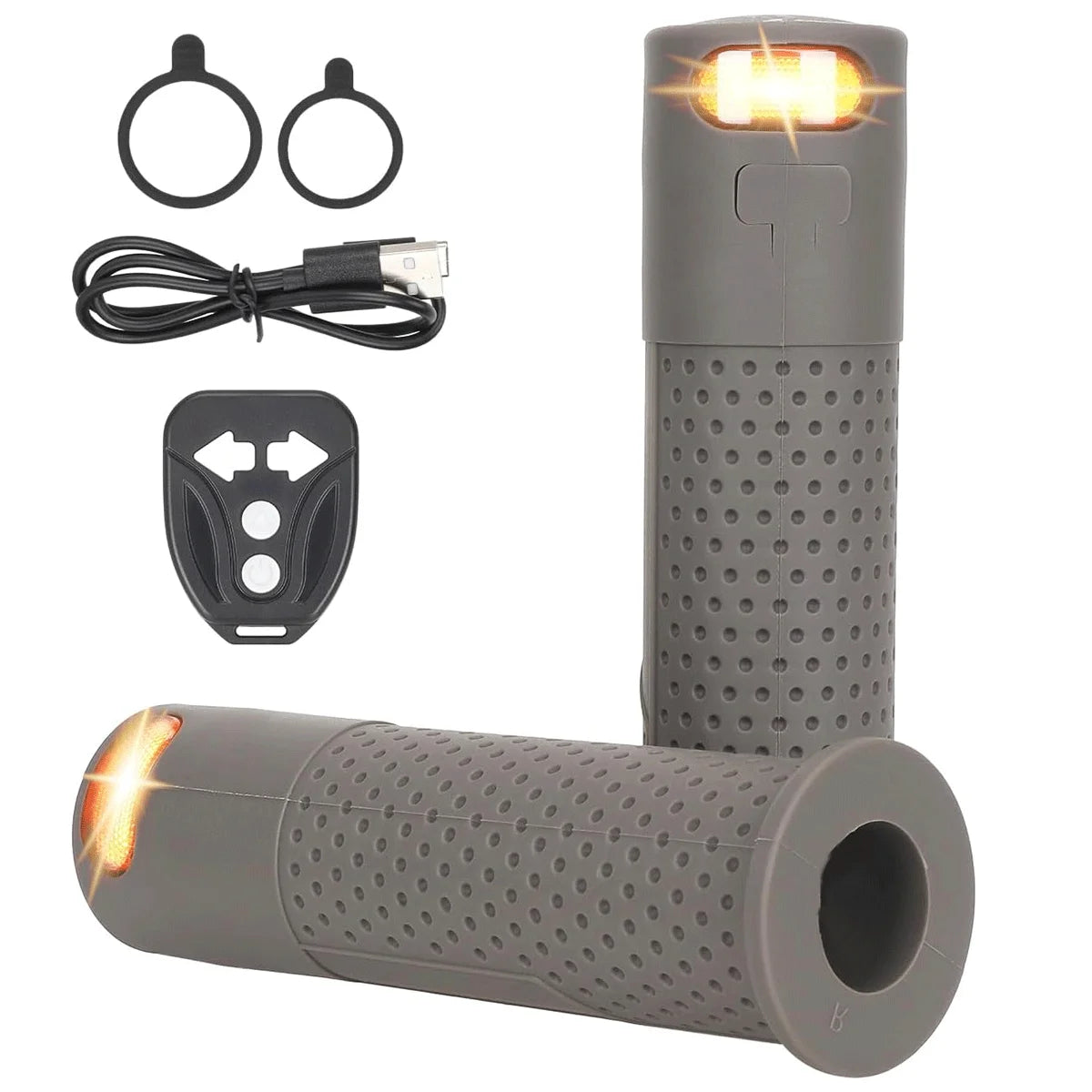 E Scooter Turn Signal Grips Scooter Bike Turn Signal Blinker with USB Remote Control Wireless Bicycle Scooter Accessories