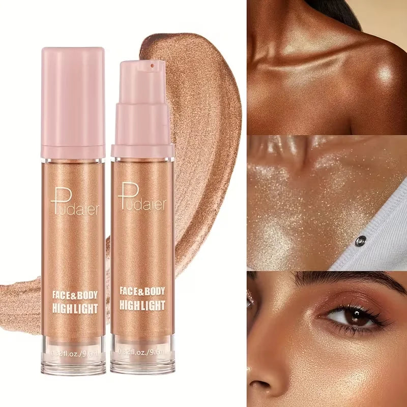 Private Label Natural Glow Shimmer Liquid Highlight Face&Body Waterproof Long Lasting Contour Highlighter Makeup