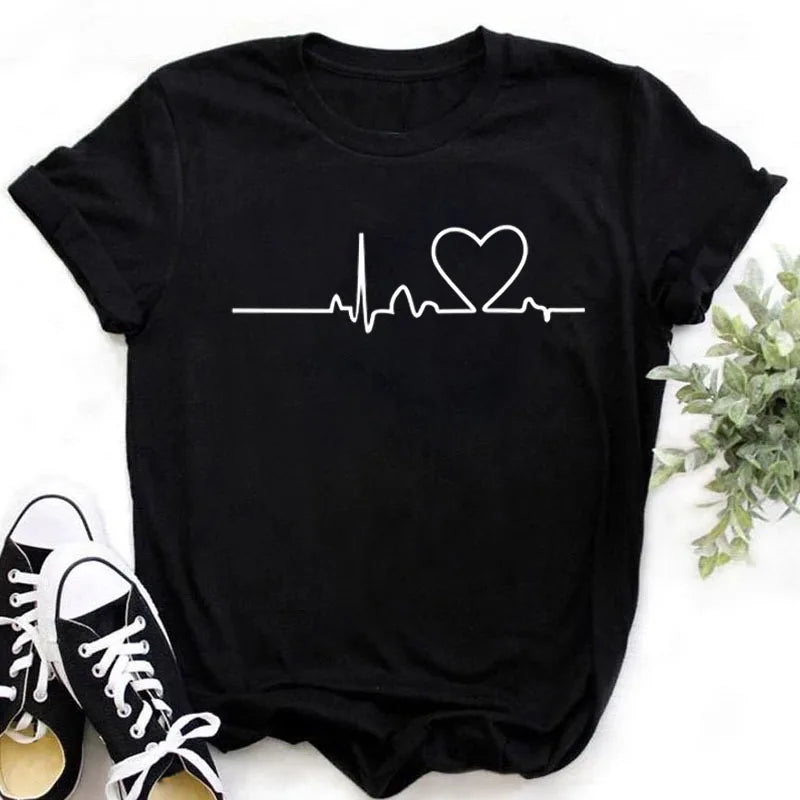 Summer 2024 Hot High-quality Fashion Simple Print Plus Size Short Sleeve Women's T-shirt Round Neck Sports Casual T-shirt