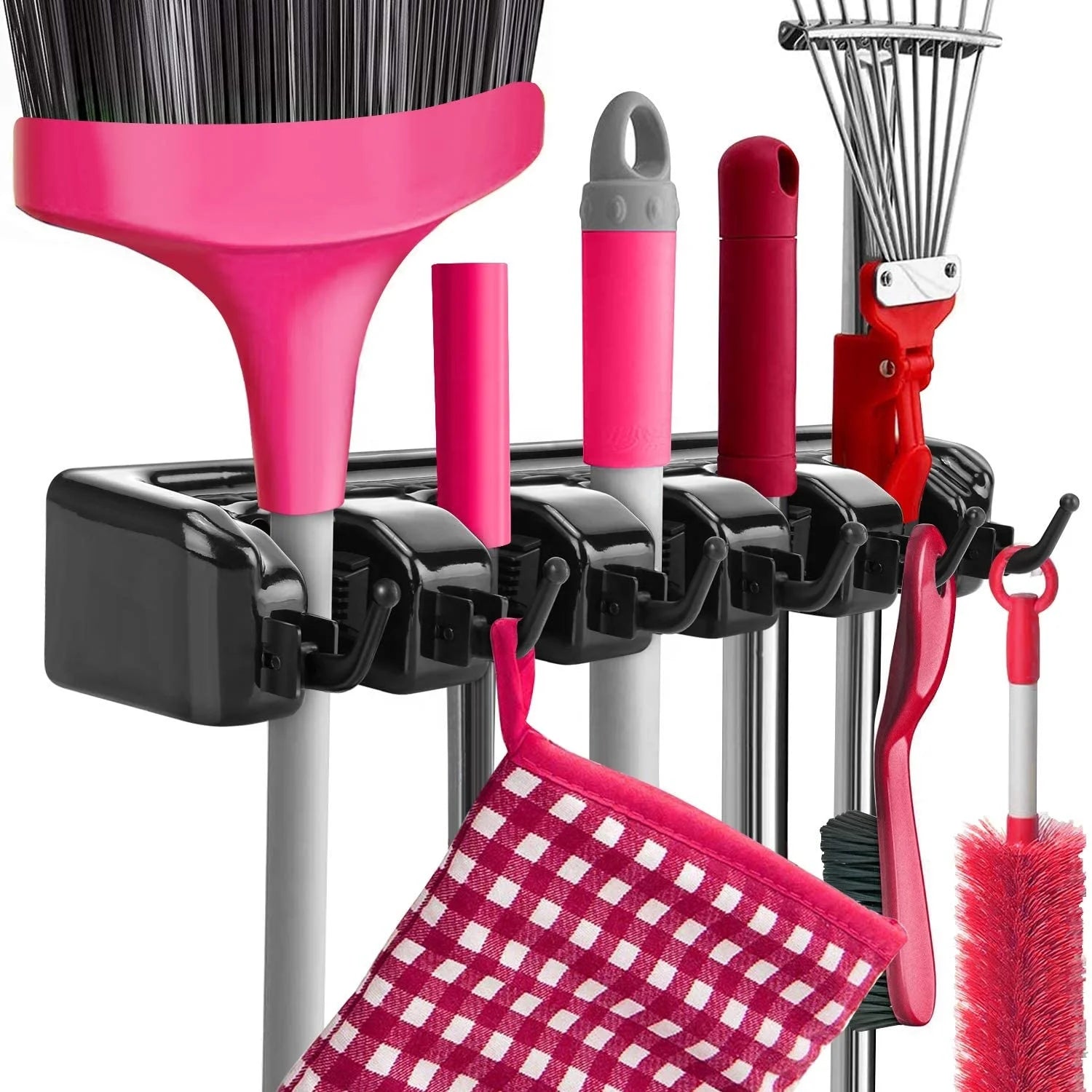 PP Plastic Multifunctional Wall Mount Broom Mop Clip Holder Storage Rack for Kitchen Cleaning Tools