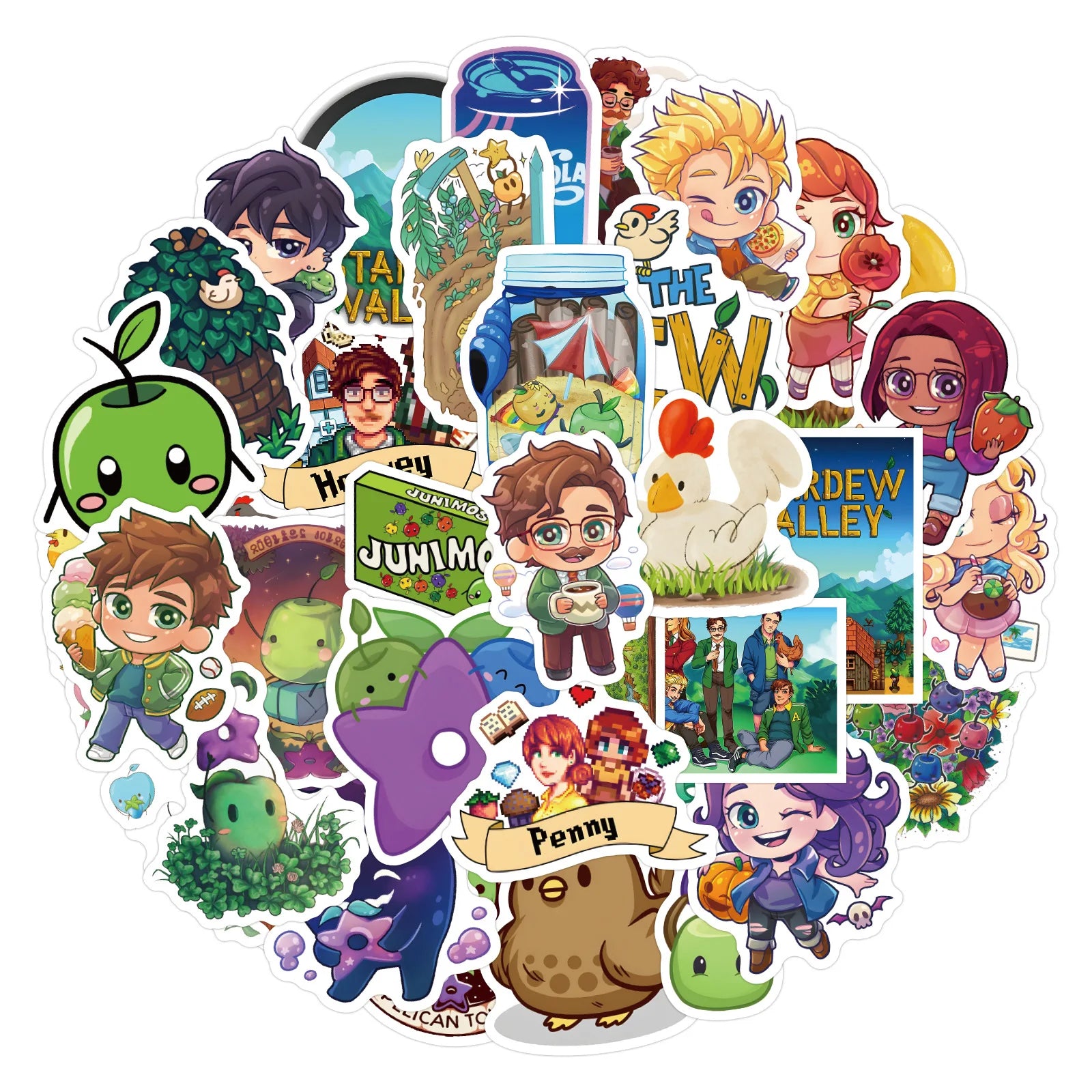 50PCS Funny Farm Game Cartoon Chicken Decals Junimo Stardew Valley Sticker