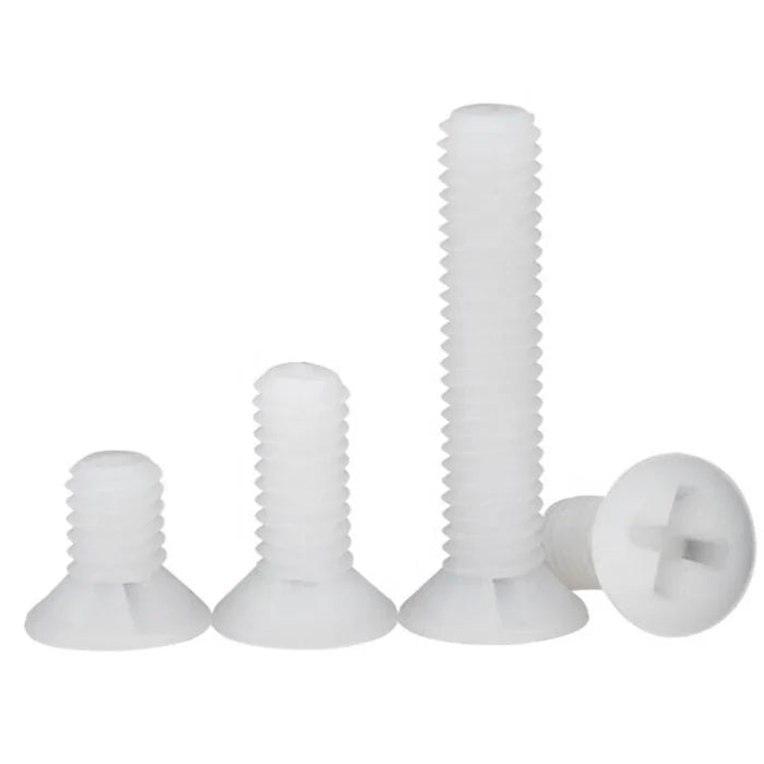White Black Nylon Plastic Countersunk Flat Phillips Head Screws