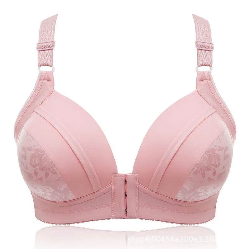 Push up Woman Bra Front Closure Wireless Thin Middle-aged Sexy Front Button Shoulder Strap Underwear Breathable Bra