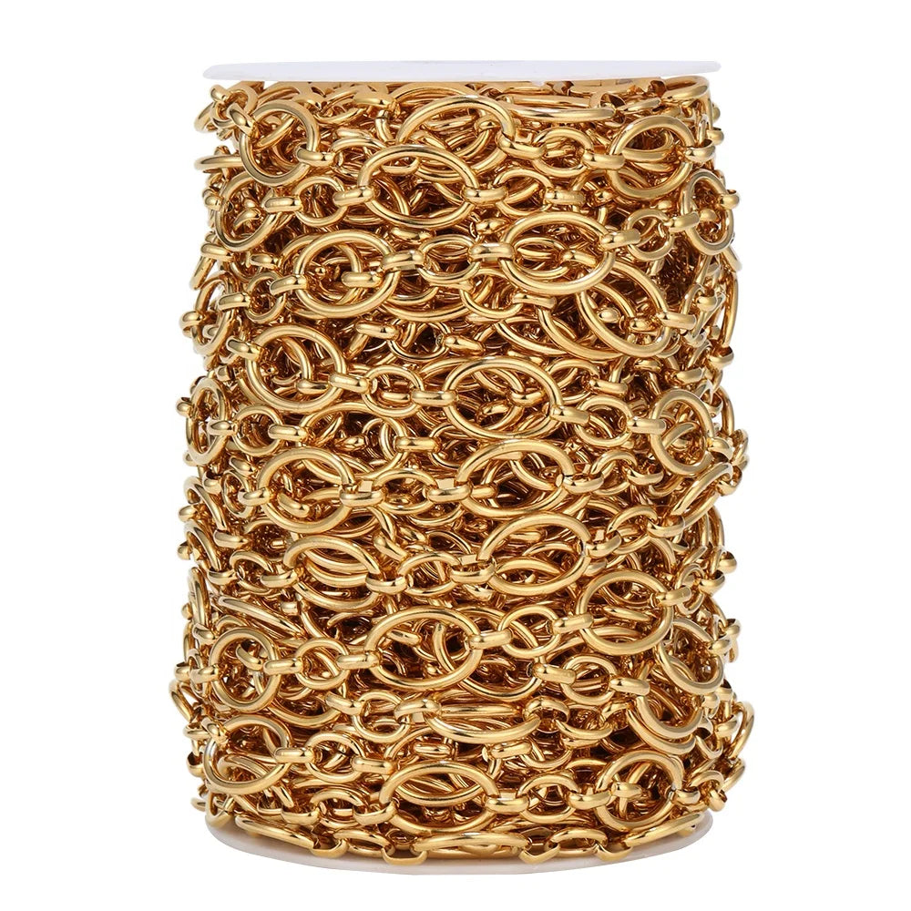 Chains Supplies Stainless Steel Big Oval Cable Rolo Chains DIY Hip-hop Necklace Findings Jewelry Making Accessories