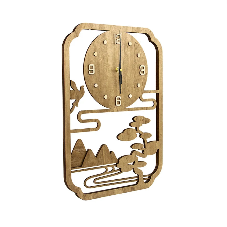 2024 Latest Hollow Wood Design Wall Clock With Custom Style for Home and Office Decoration