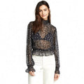 Luxury Neon Tops Ruffles Blouses Shirts Vintage Inspired Puff Sleeve Casual Style for Adults Plus Size for Autumn Season