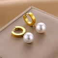 77 Models No Fade Waterproof PVD 18K Gold Plated Pearl Dangling Earrings 316L Stainless Steel Huggie Gold Hoops Earrings