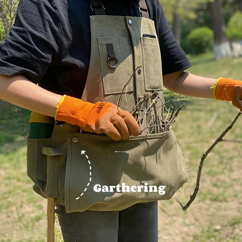 Eternal Eagle LY-1004 Top Selling Heavy-Duty Eco-Friendly Waterproof Canvas Wood Sleeveless Multi-Function Tool Apron 52x78cm