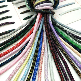 Custom Round Bling Shiny Metallic Sparkle Shoelace Glitter Drawstring for Canvas Athletic Dance Sneakers-Shoe Laces & Cord Rope