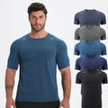 Mens Quick Drying Elastic Reflective Crew Neck Custom Logo Muscle Casual Shirts