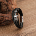 Mens Anchor Leather Bracelet Personalize Leather Sailor Bracelet Handmade Leather Cuff Bracelet