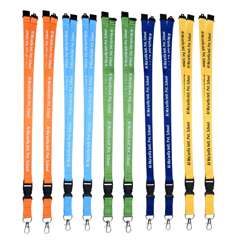 Personalized Custom Logo Lanyard Polyester Fabrics Lanyards Silk Screen Printing Logo Lanyards With Safety Release Buckle