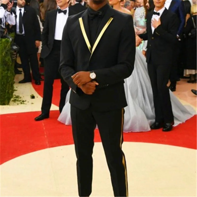 Black Two-Piece Casual Handsome Men's Suit High Quality Man Suit for Wedding Party All Year ZYL108