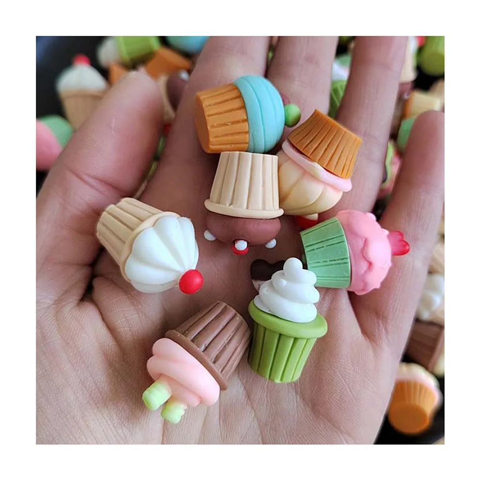 Kawaii Chocolate Cup Cake Mini Model Resin Cabochon for Key Chain Pendant Bracelets Necklace Accessories