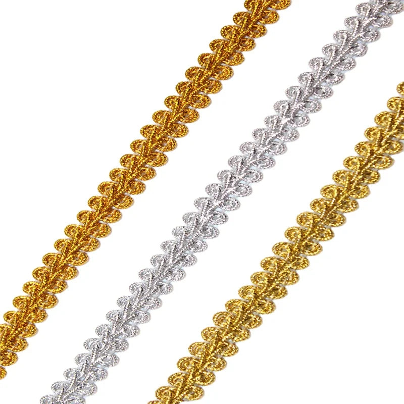 Wholesale Decorative Embroidery Wedding Gold Silver Mesh Band Embroidered Lace Ribbon