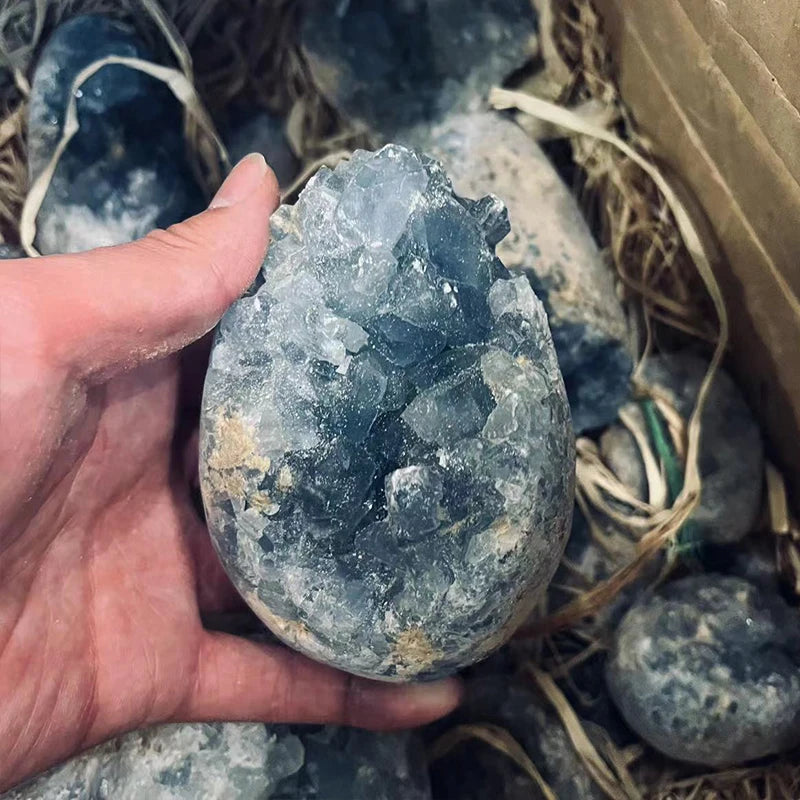 Wholesale Natural Stone Blue Celestite Cluster Rough Stone Raw Blue Celestite Geode Druzy Crystal for Healing