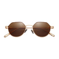 High Quality Polarized Gold Retro Frame Unisex Metal Sunglasses with Anti-UV Lenses