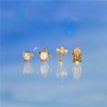 SP Fairy Tale Collection 925 Silver Needle 18K Gold Plated Geometric Zircon Tea Pot Stud Earrings