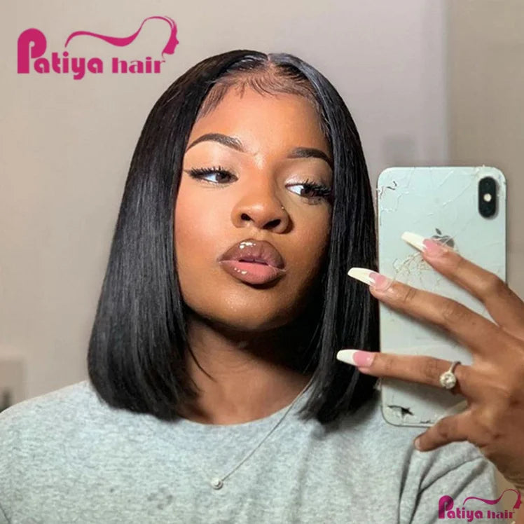 B2c Buy Half Wig 13x4 HD Lace Front Short Bob Wig Invisible Hairline HD Bone Straight Brazilian Human Hair Wigs for Black Women