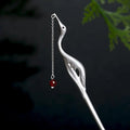 Guofeng Crane Animal Lucky Hairpin Ancient Style Tassel Hair Stick Pin Hanfu Shake Buyao Hair Accessories Women