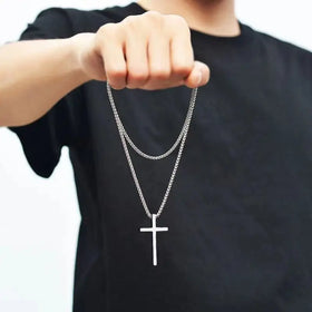 24inch New Blank Thick Flat Men's Cross Pendant Plated Stainless Steel Chocker Charm Necklace Design Jewelry for Women