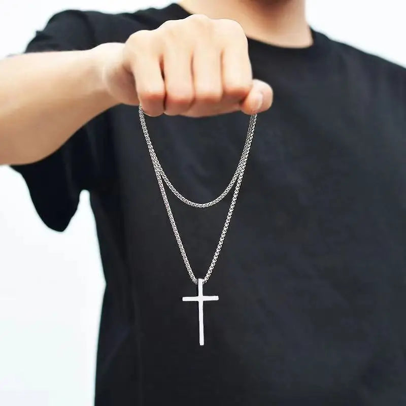 24inch New Blank Thick Flat Men's Cross Pendant Plated Stainless Steel Chocker Charm Necklace Design Jewelry for Women