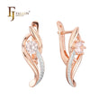 FJ Fallon Fashion Jewelry Cluster Earrings Plated in 585 Rose Gold Two Tone Brass Based