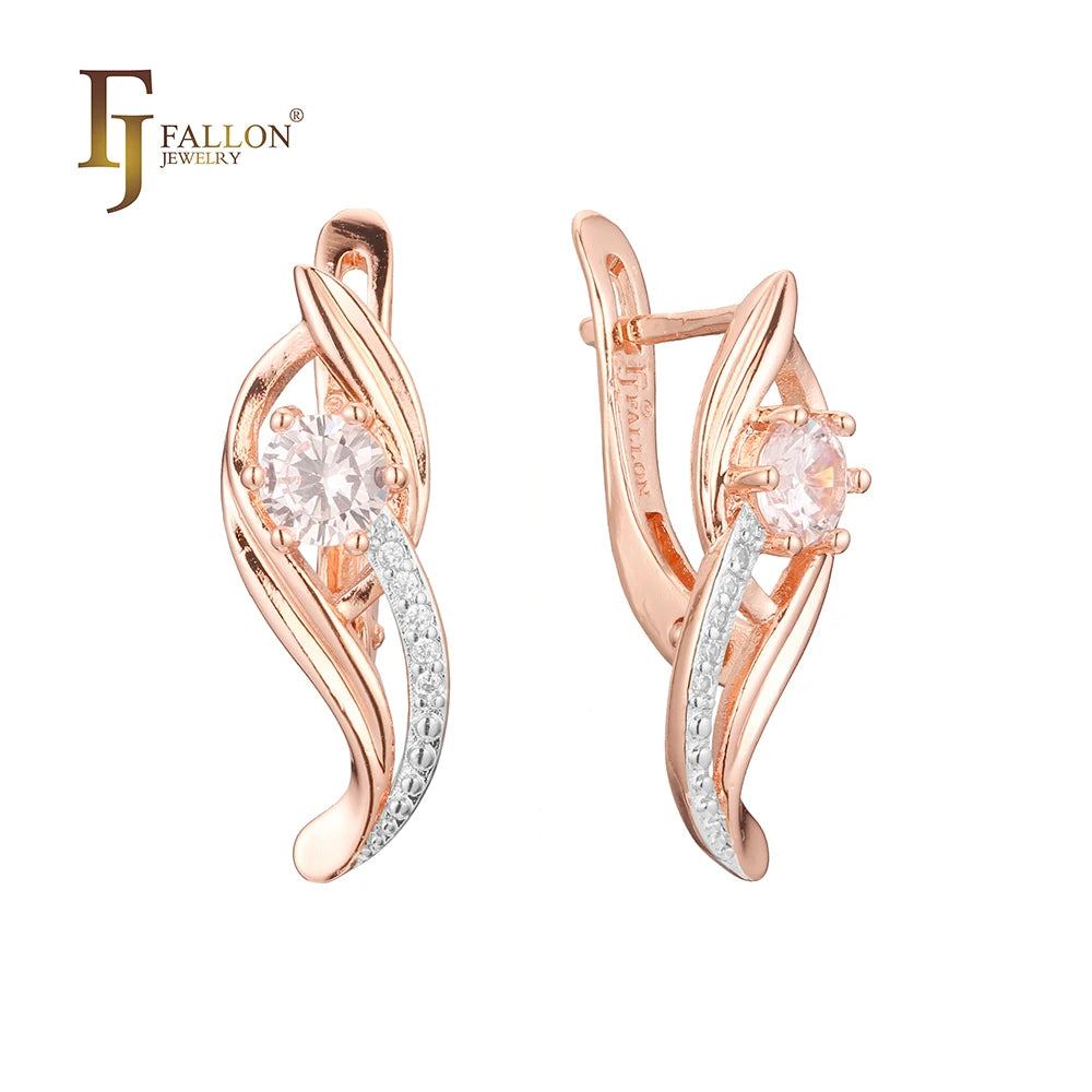 FJ Fallon Fashion Jewelry Cluster Earrings Plated in 585 Rose Gold Two Tone Brass Based