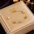 Vintage Pearl Bracelet OT Buckle Diamond Love Pendant Bracelet Women's Fashion Charm Bracelet Wholesale
