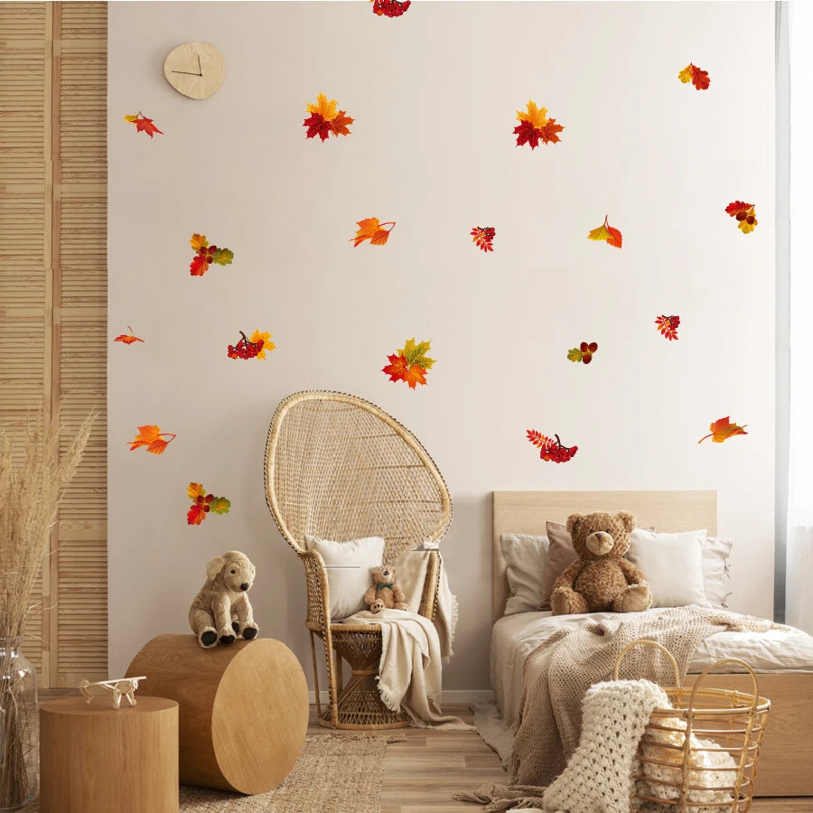 Removable Kids Baby Room DIY Autumn Leaves Wall Stickers for Living Room Decoration