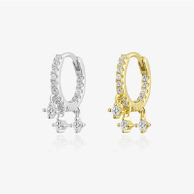 FUAMAY Fashion Jewelry 18K Gold Plated 925 Sterling Silver Earrings Simple Zircon Drop Pave Hoop Earrings