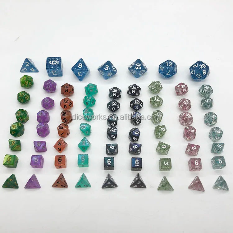Nian Diceworks Acrylic Polyhedral Mini Dice Set-7-Piece Polymer Swirl for DND/RPG Games
