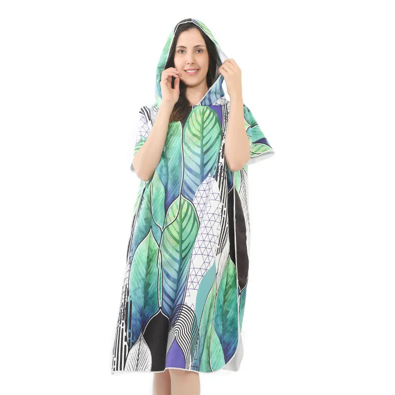 Enlarged Adult Quick Drying Absorbent Beach Towel Double Sided Velvet Cape Hooded Cape Bathrobe
