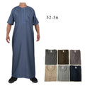 CCY 2025 Wholesale New Arab Men Thobe Abaya Short Sleeves Muslim Islamic Clothing with Pocket Embroidered Morocco Thobe