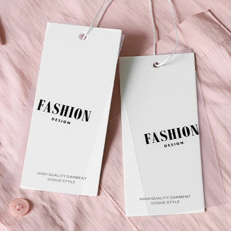 Custom Transparent Foil PVC Swing Tags OEM Design Garment Hang Tags for Clothing Bags Swing Tags Garment Hang Tags
