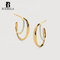 Wholesale Custom Wrap Medium Hoop Earrings Fine Jewelry 925 Sterling Silver Korean Minimalist Zircon Stud Earring for Girls