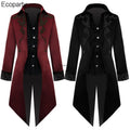 Victorian Cosplay Jacket 20 Steampunk Medieval Cosplay Costumes Men Vintage Velvet Turn Down Collar TailCoat Jacket