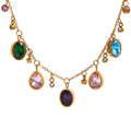 JINYOU 489 Women Colorful Cubic Zirconia Necklace Trendy Jewelry Gold Plated Stainless Steel Necklace