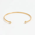 Waterproof Tarnish Free 18K PVD Gold Plated Dainty CZ Pearl  Elegant Adjustable Cuff Bracelet for Women Fashion Jewelry