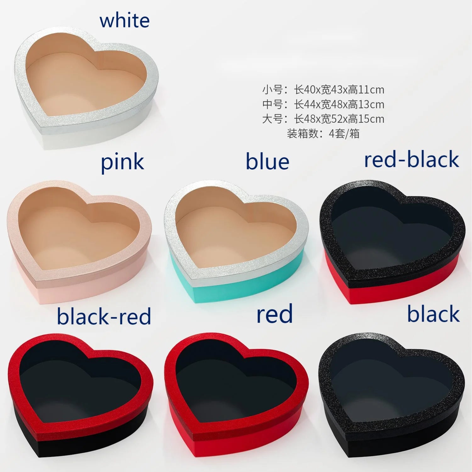 The Newest Luxury Dream Transparent PVC Window Set of Three Heart-Shaped Flower Box Can Hold 99 Roses Valentine's Day Gift Box