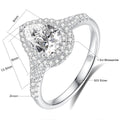 Classic Halo Wedding Diamond Rings 925 Silver 1.5 Carat Pear Cut Moissanite Engagement Rings for Women
