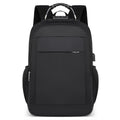 Unisex 2025 Black Roll Top Backpack Waterproof Student 15.6 Laptop Bag with USB Charging Port and Zipper Closure