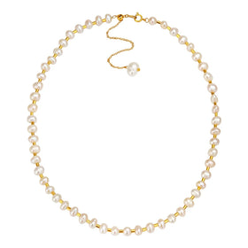 Romantic Natural Pearl Link Chain Necklace Women Gold Color Stainless Steel Lady Necklace Fashion Choker Jewelry OEM ODM