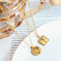 Customizable Tarnish Free Engraved Portrait Face Square Round Pendant Necklace Geometric Stainless Steel Gold Necklace