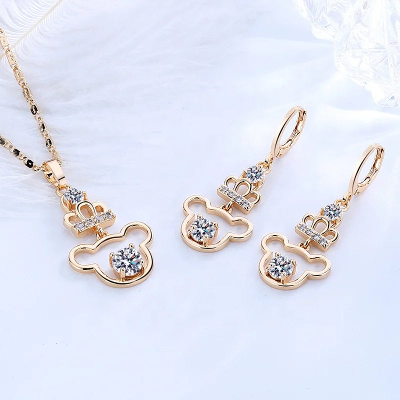 Joyeria 18K Laminated Gold WholesaleFashion 18K Gold Plated Zircon Earrings and Necklaces Sets Jewelry Sets for Women