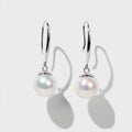 Elegant 925 Sterling Silver 8.5mm White Pearl Drop Earrings - Round Ball Shape jewelry for women earring jewelry 925 silver e