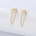 Hot Selling Punk Water Drop Shaped Zircon Earrings Back Hanging Chain Earrings S925 Sterling Silver Earrings Gifts for Women